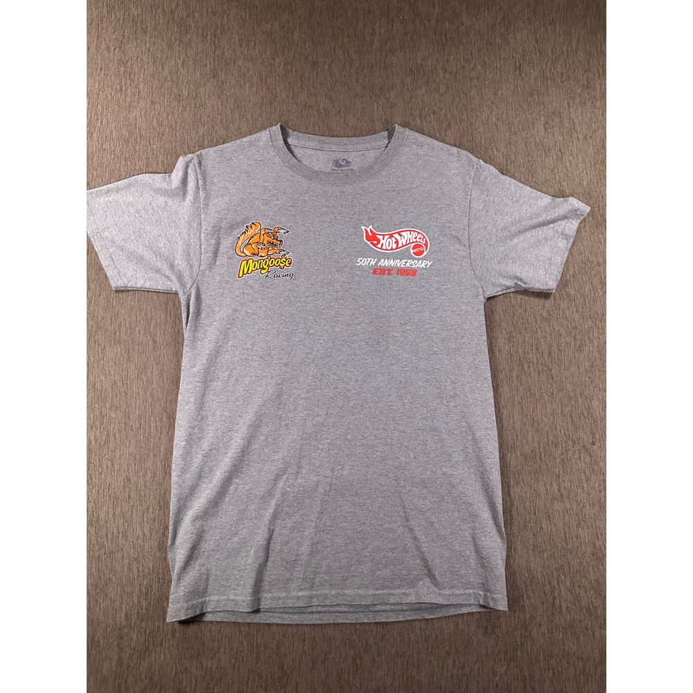 Hot Wheels 50th Anniversary Nitro Nationals Mongoose Racing Gray T-Shirt Small